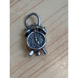 .925 Alarm Clock Sterling Silver Jewelry Charm #clock